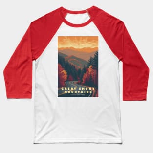 Great Smoky Mountains national park travel poster Baseball T-Shirt